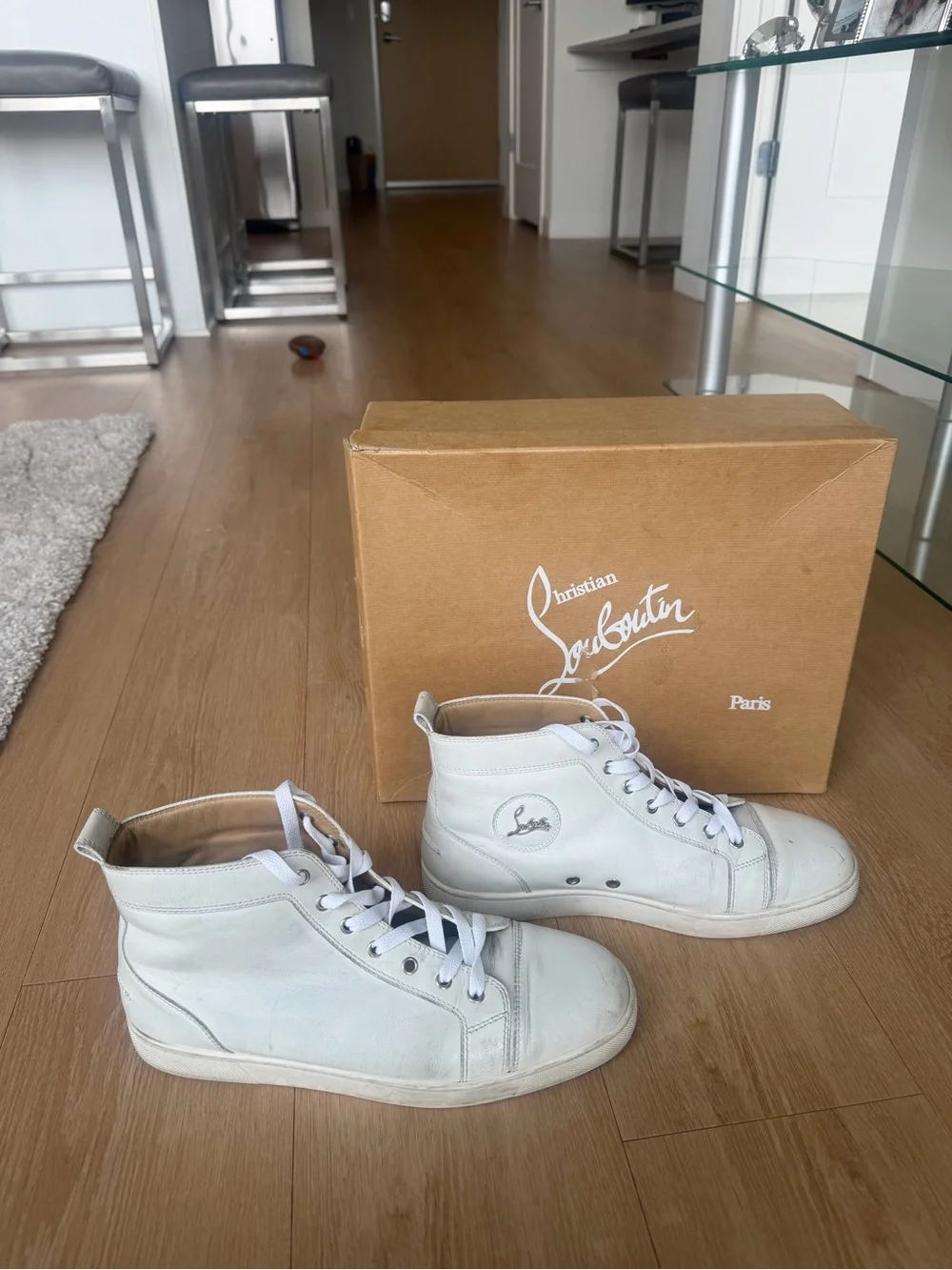 Christian Louboutin Men's White High-Top Sneakers